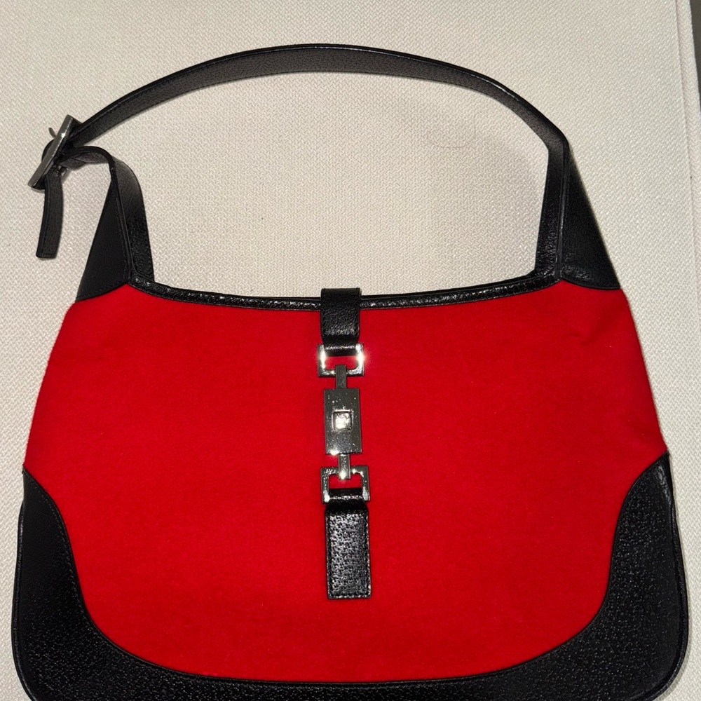 Vintage Gucci Jackie Red and Black Shoulder Bag